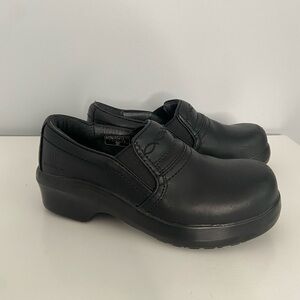 Ariat Black Leather Safety Clog Slip-On Composite Toe Nurse Work Shoe 9C Wide